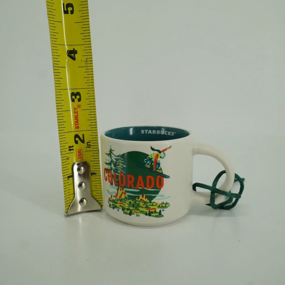 Starbucks Discovery Series Colorado Ornament 2oz Cream Teal 2024 Mini Mug New